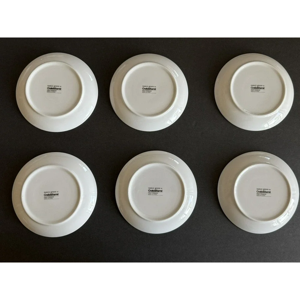 Crate & Barrel NANCY GREEN Fruit Fromage Appetizer Cheese Plates 6 1/2