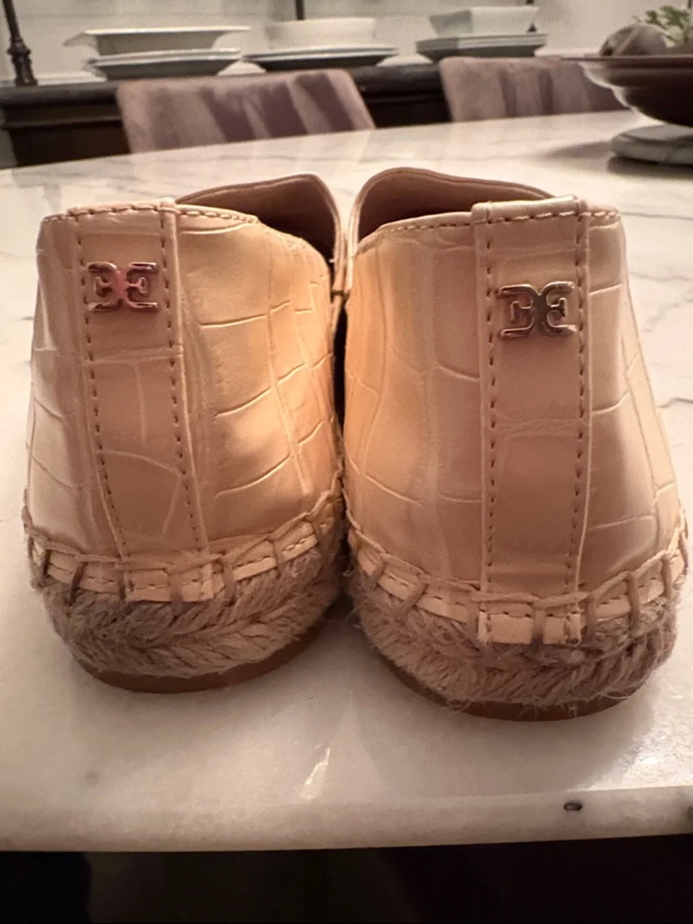 Sam Edelman Women's Kesia Creme Leather Slip On Loafer Espadrilles Shoes 7.5