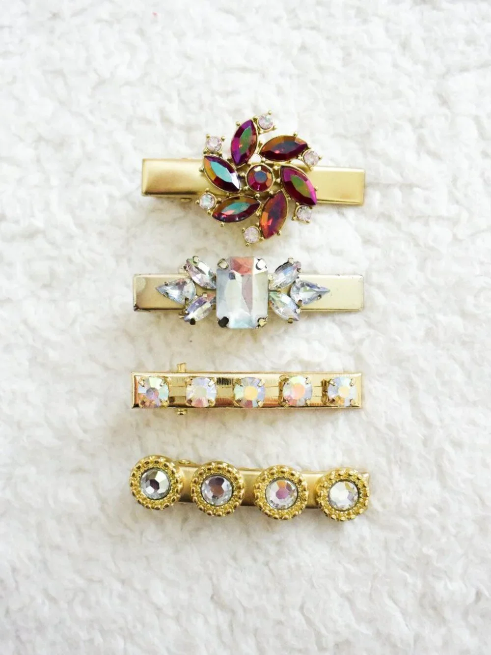 *JOYFOLIE*  Rhinestone Gem Gold Hair-Clips - NEW! - FAST SHIP!