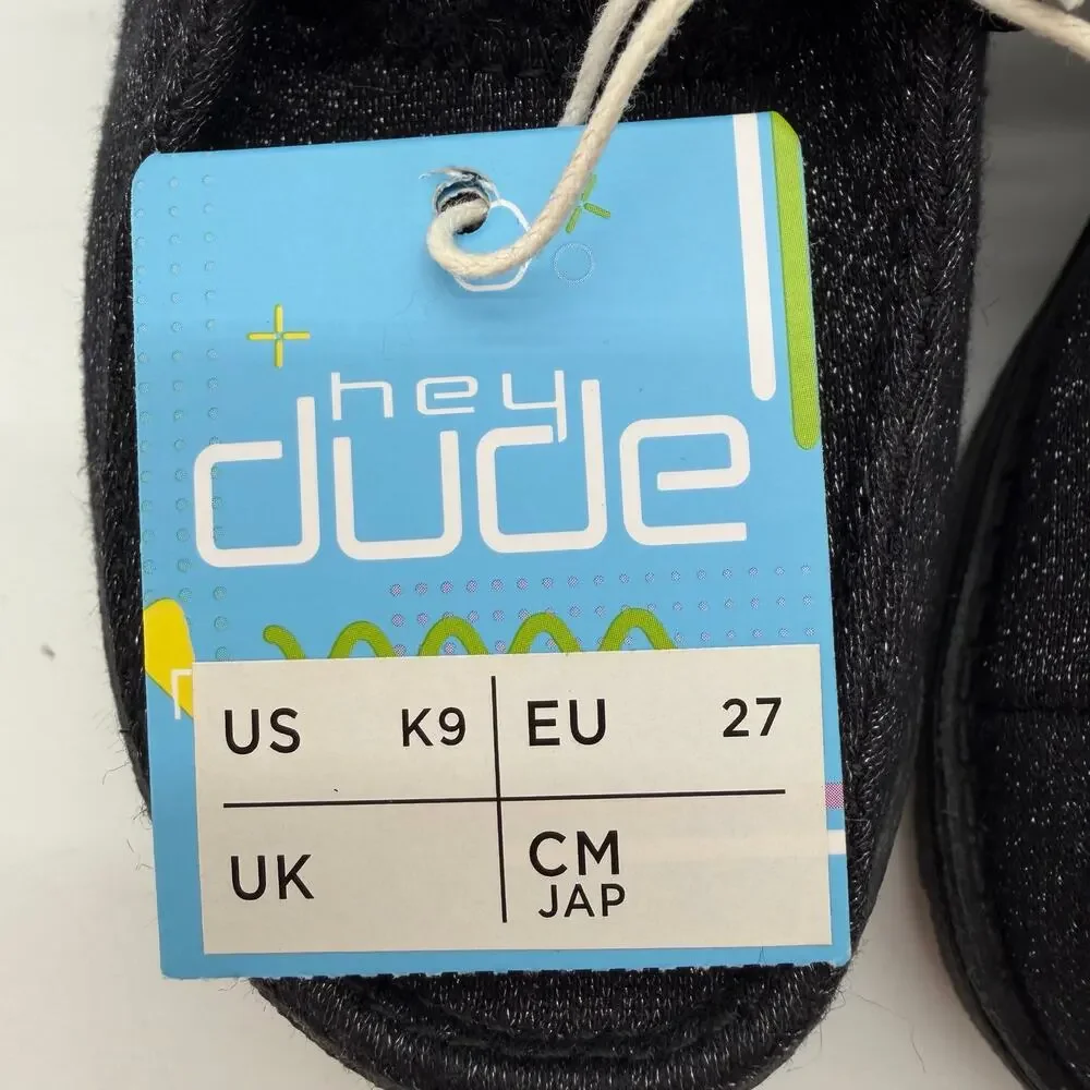 Hey Dude Britt Sparkling Total Black Glitter Cozy FauxFur Casual Shoes Toddler 9