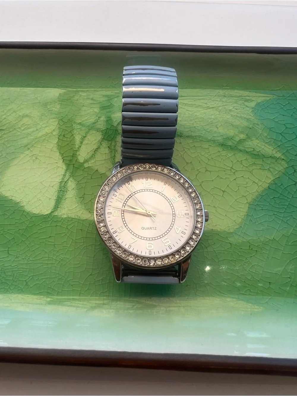 Quartz Women's Blue Crystal Accent Stretch Watch