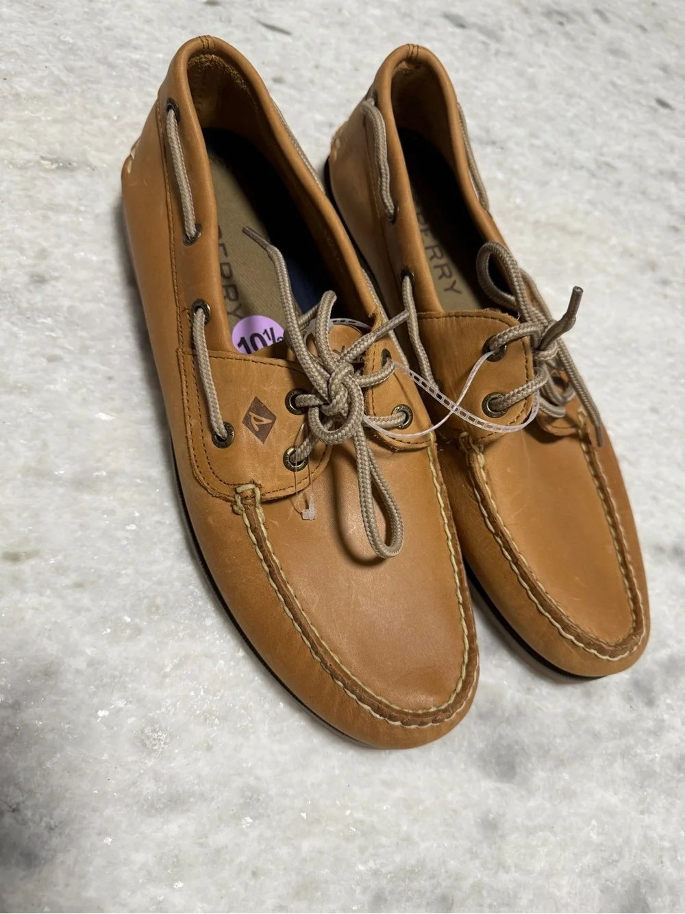 Sperry Tan Leather Two-Eye Boat Men Shoes size 10.5