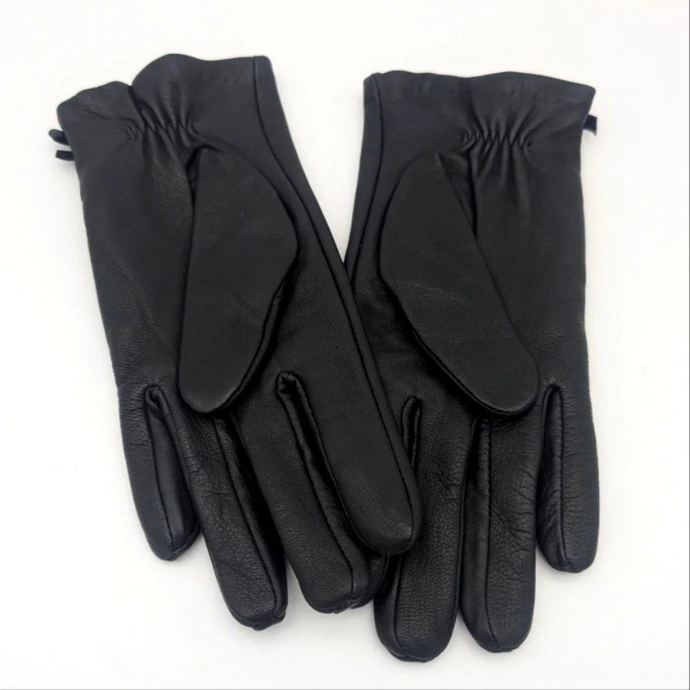 kate spade Black Leather Gloves with Bow Detail