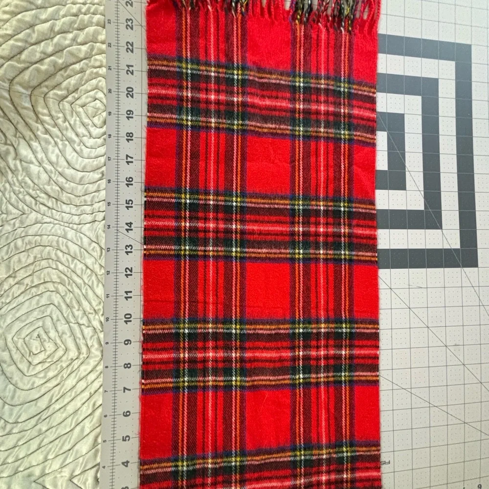 Christian Dior Monsieur Vintage Red Plaid Cashmaire Scarf Made in Japan