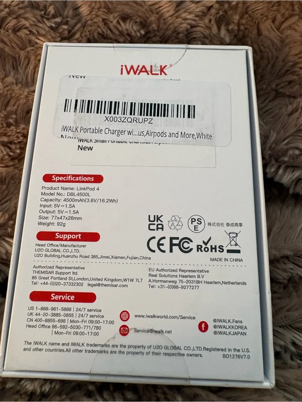 iWalk LinkPod 4 White 4500mAh Docking Battery for iPhone Lightning Connect NWT