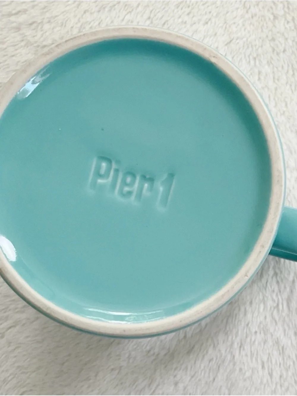 Pier 1 Aqua Turquoise Ribbed Coffee Mugs Set 2 Coastal Cottage