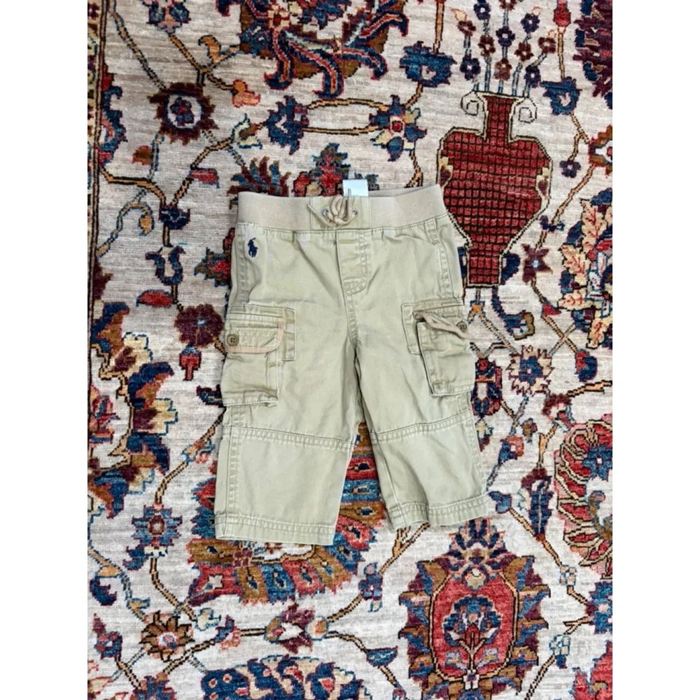 Polo Ralph Lauren Boys Cargo Pants Size 9 Months Khaki Elastic Waist Preppy