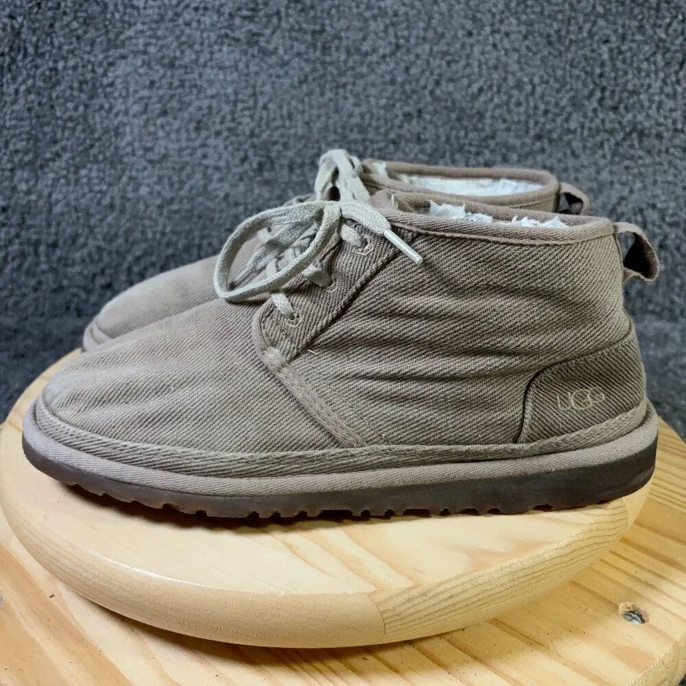 UGG Neumel Natural Chukka Boots Mens Size 11 Natural Hemp Canvas Faux Fur Lined