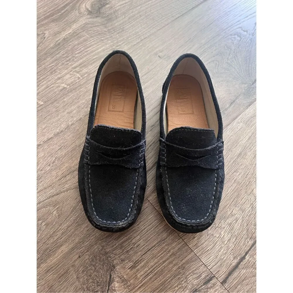 Zara Leather Loafers  suede blue size 30 / 12.5 US