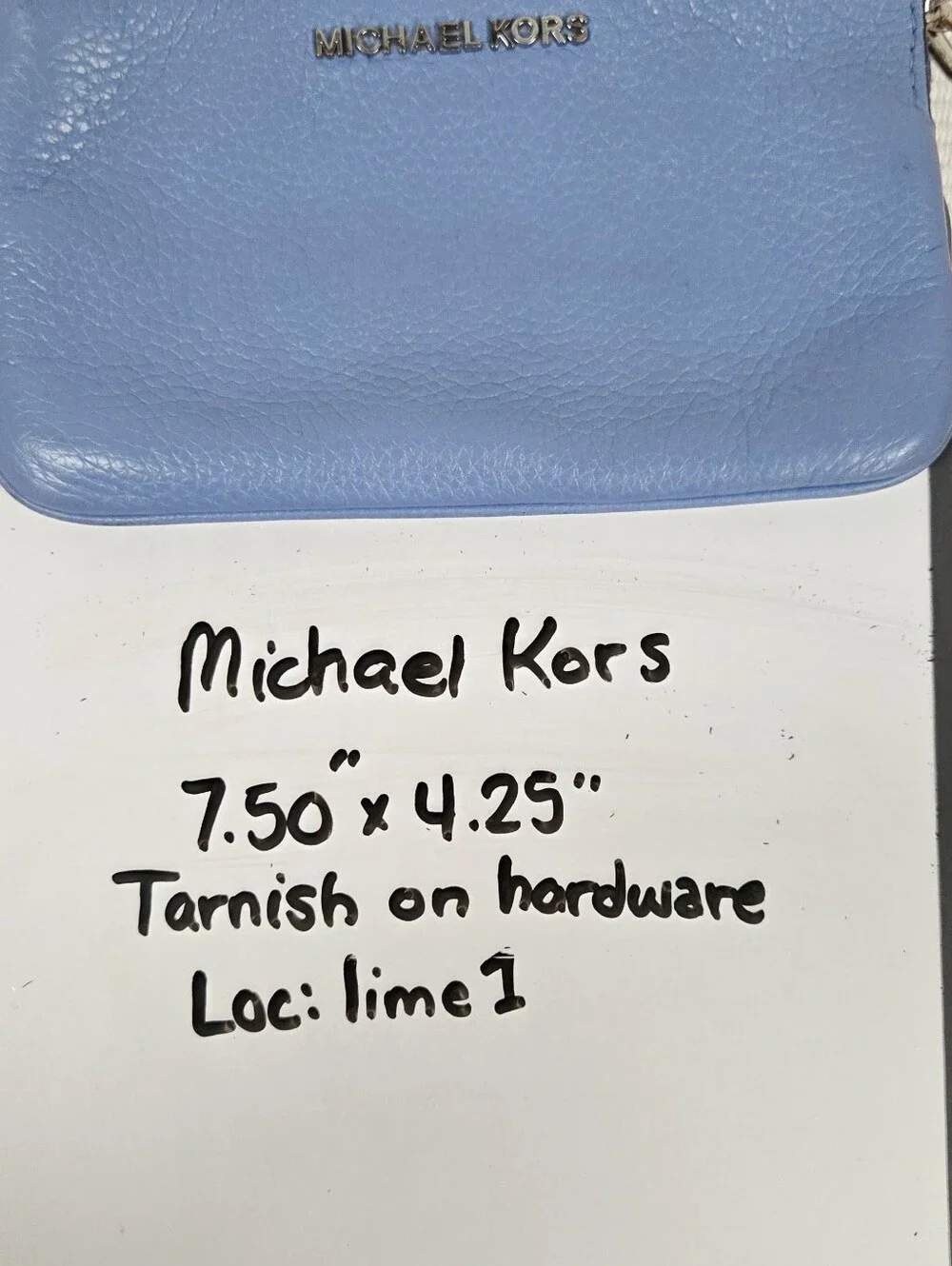 Michael Kors Light Blue Leather Wristlet Clutch