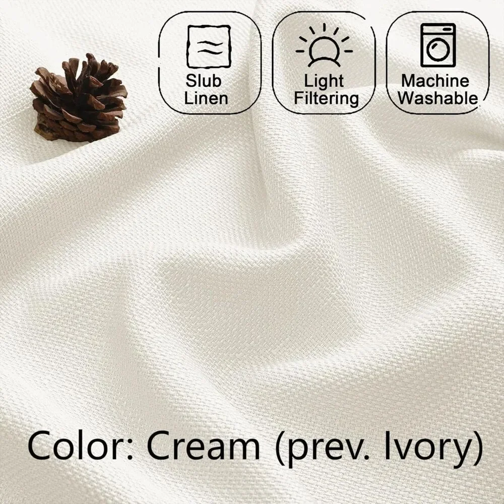 Set of 2 Curtain Panels, 40Wx90L Inches, Light Filtering Textured (Cream Ivory)