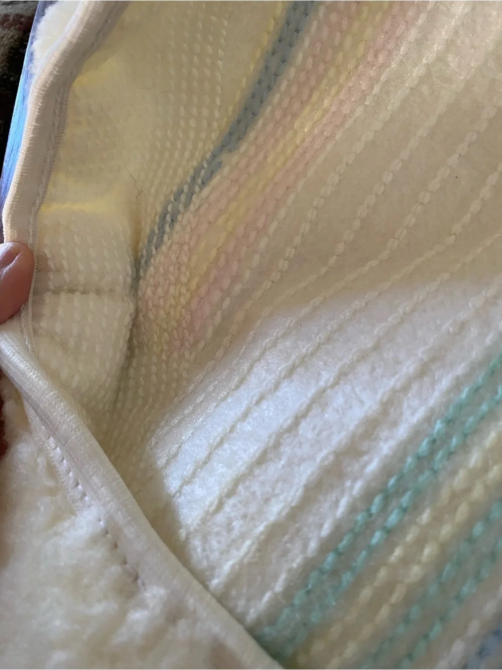 Vintage 1970s 80s Fuzzy Toilet Lid Cover Rainbow Pastel NOS