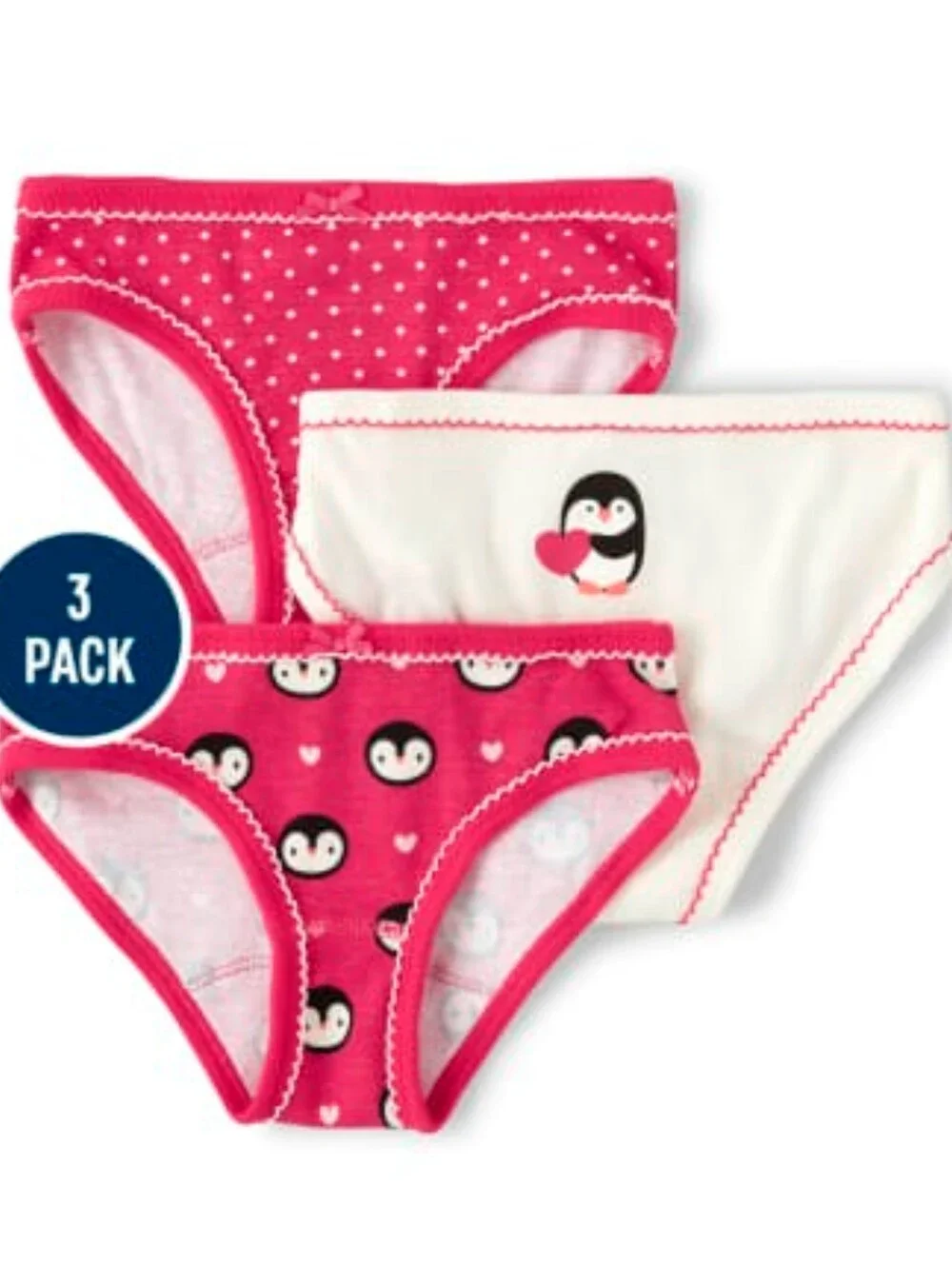NWT Gymboree Girls 3-Pack Pink Penguin Print Cotton Briefs