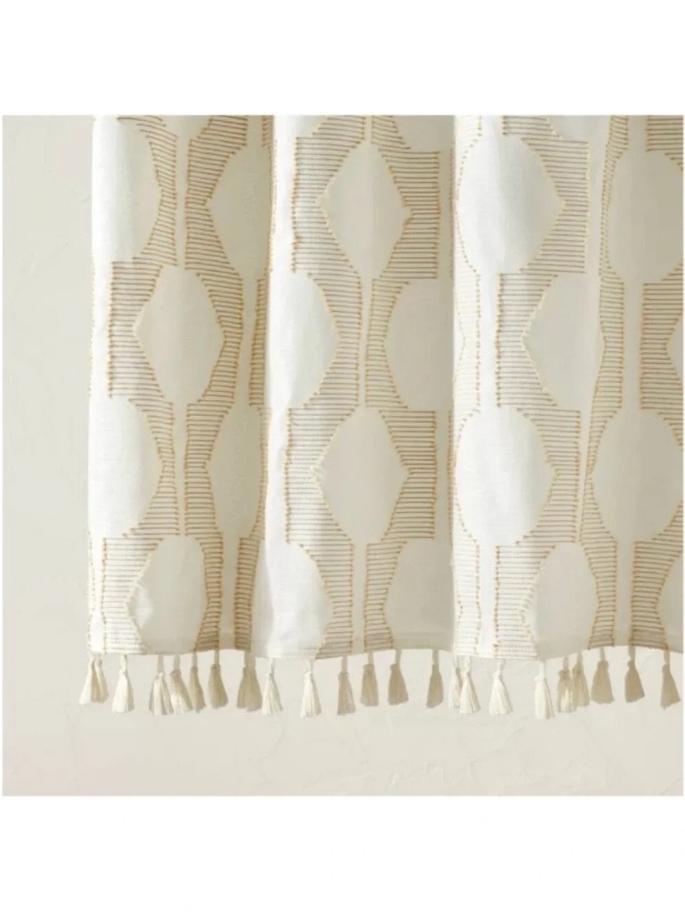 Opalhouse Jungalow Cream Geometric Tassel Shower Curtain . 72” x 72”