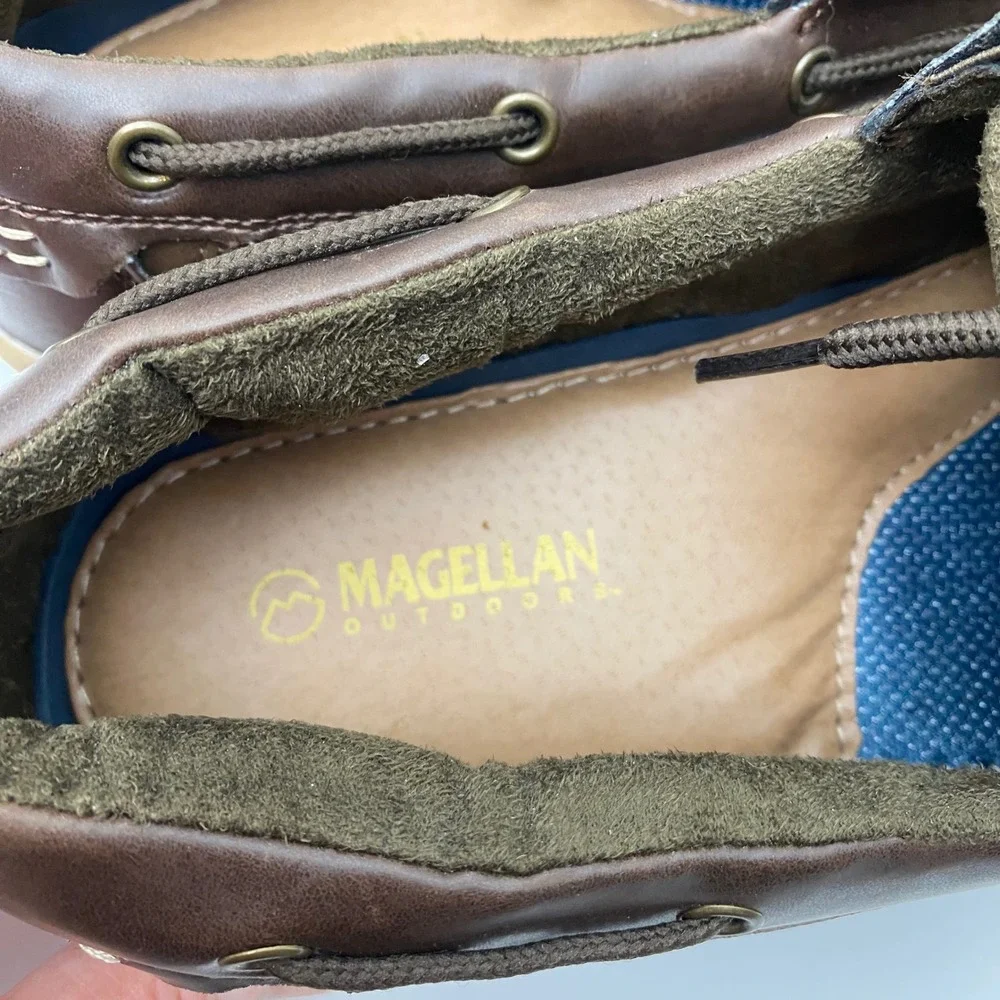 Magellan‎ Outdoors FWMFMC2056 Leather Mesh Boat Shoes Mens 12D Brown