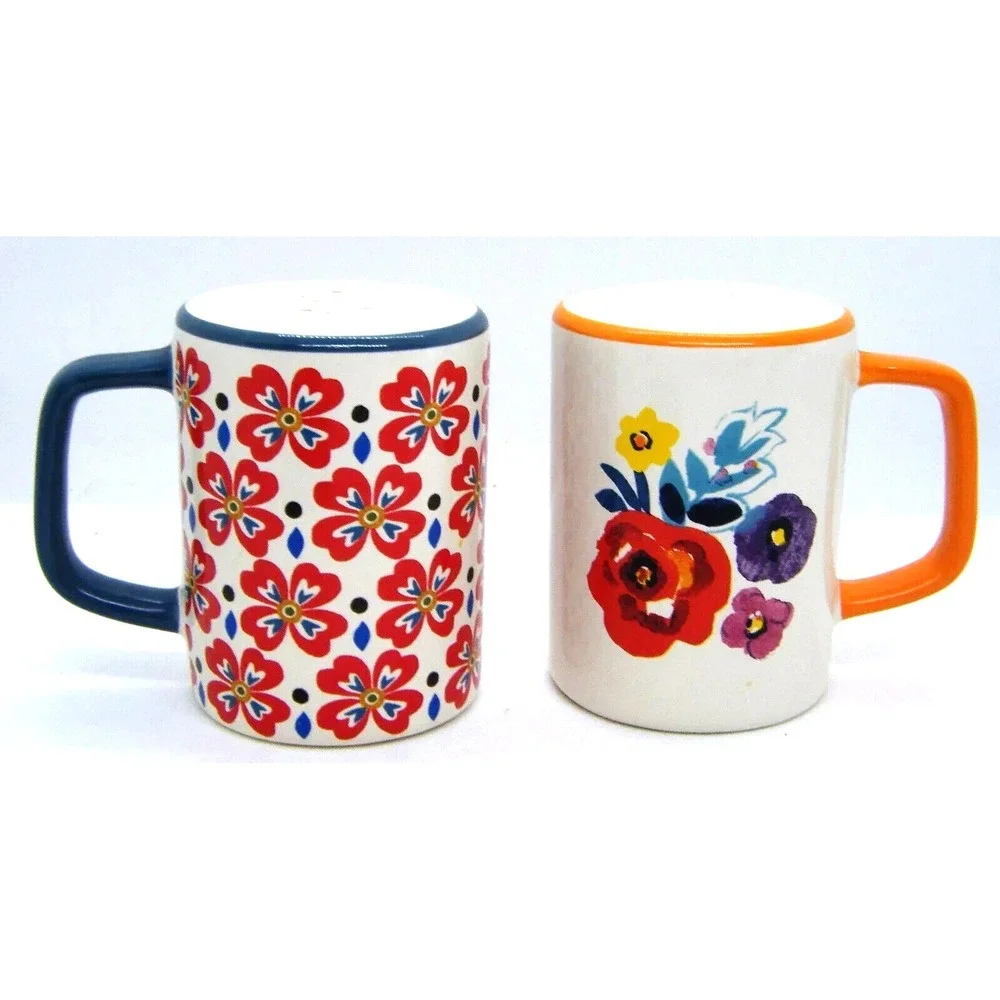 Pioneer Woman Flea Market Floral Salt and Pepper Shaker Set With Handles
