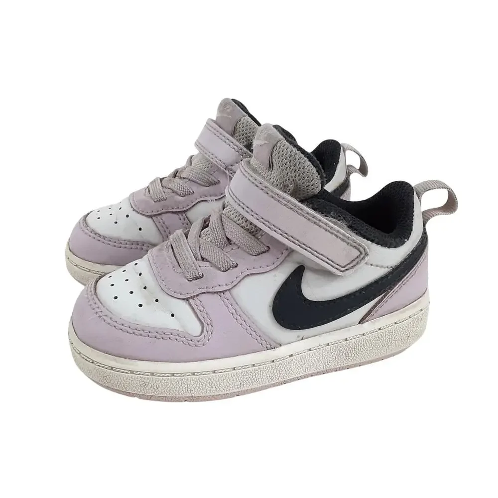 Nike Court Borough 2 Low Top Sneakers Purple Leather Basketball Shoe Girls 7C