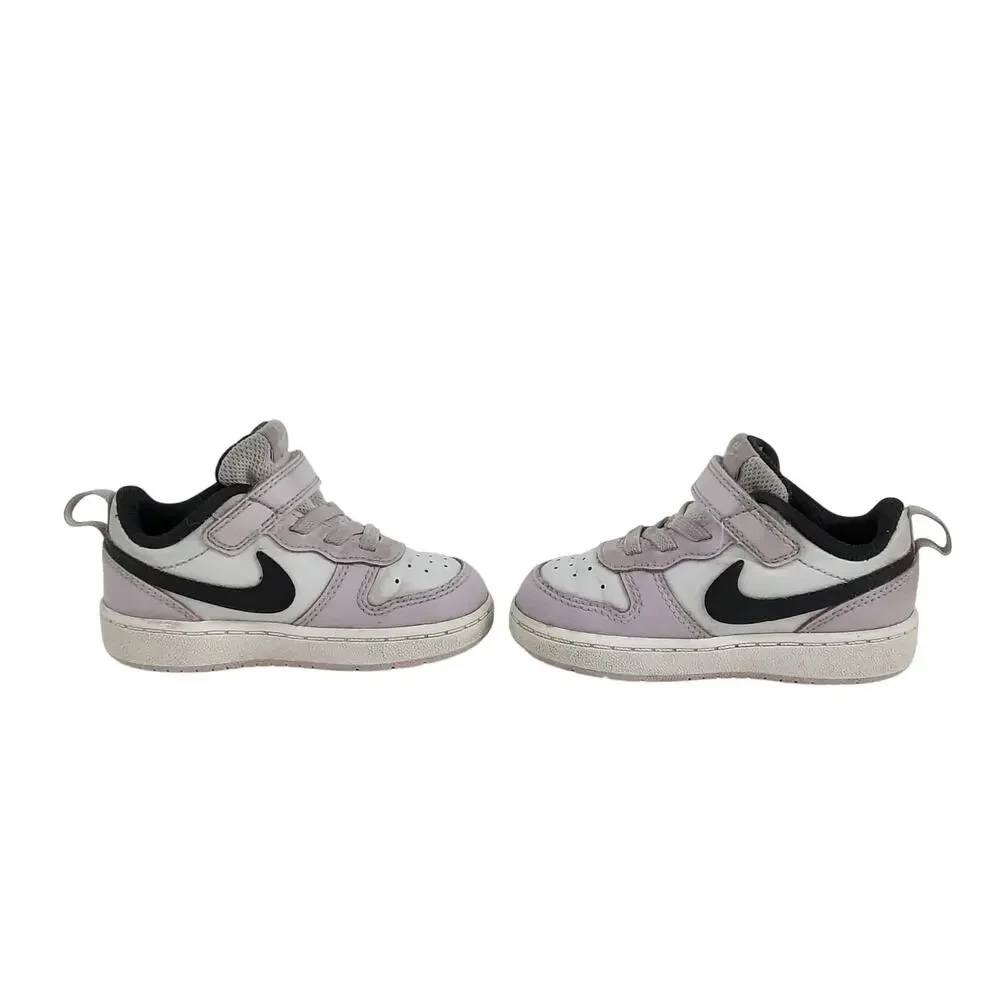 Nike Court Borough 2 Low Top Sneakers Purple Leather Basketball Shoe Girls 7C