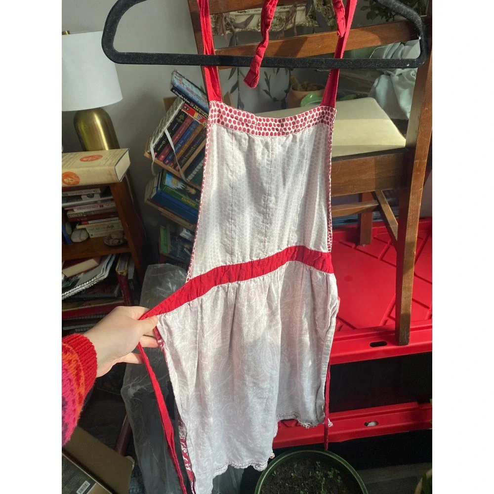 Vintage Paisley Ruffle Cotton Red Apron Americana Coquette Heritage Feminine‎