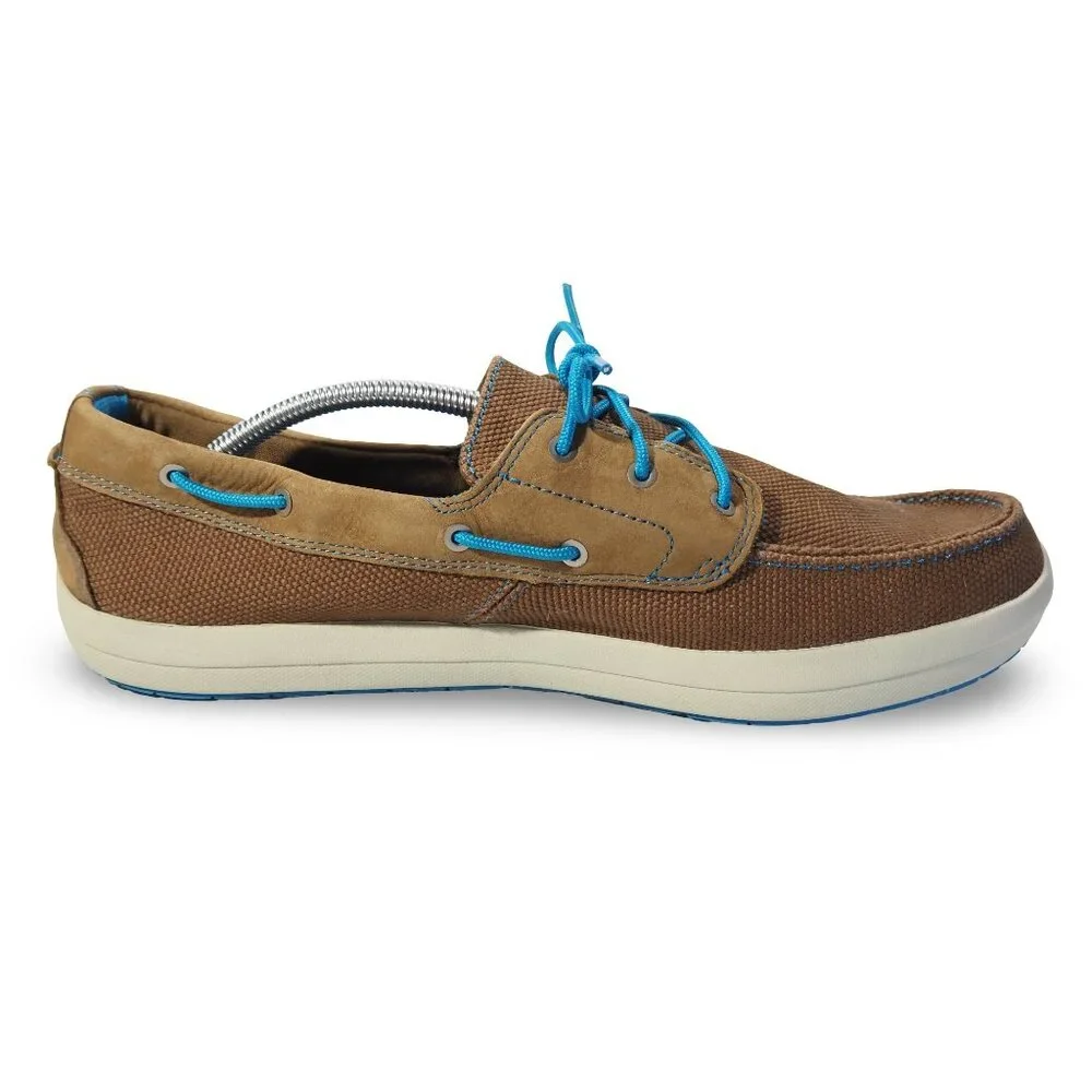 Timberland Canvas Slip-on Boat Shoes Men's 13 Brown / Blue‎ 3717A