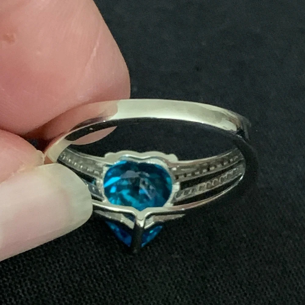 Bella Luce Blue And White Rhodium Over Sterling Silver Heart Ring 4.05ctw