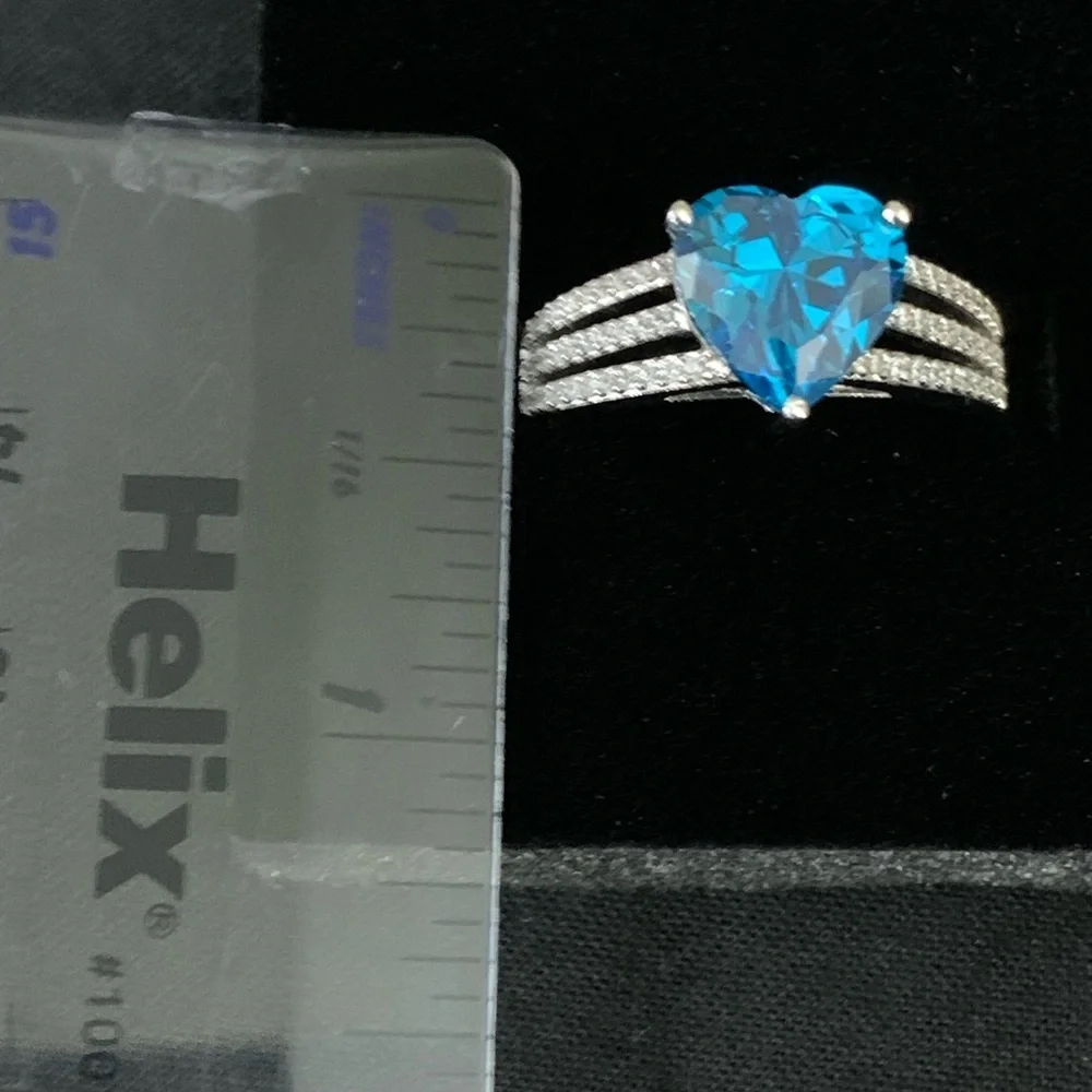 Bella Luce Blue And White Rhodium Over Sterling Silver Heart Ring 4.05ctw