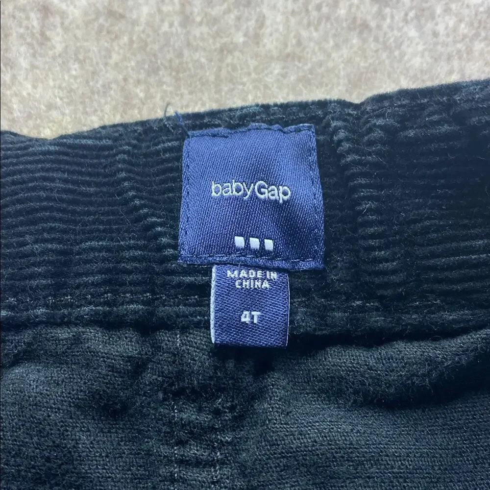 GAP Kids Classic Black Corduroy Pants with Adjustable Waist Size 4T