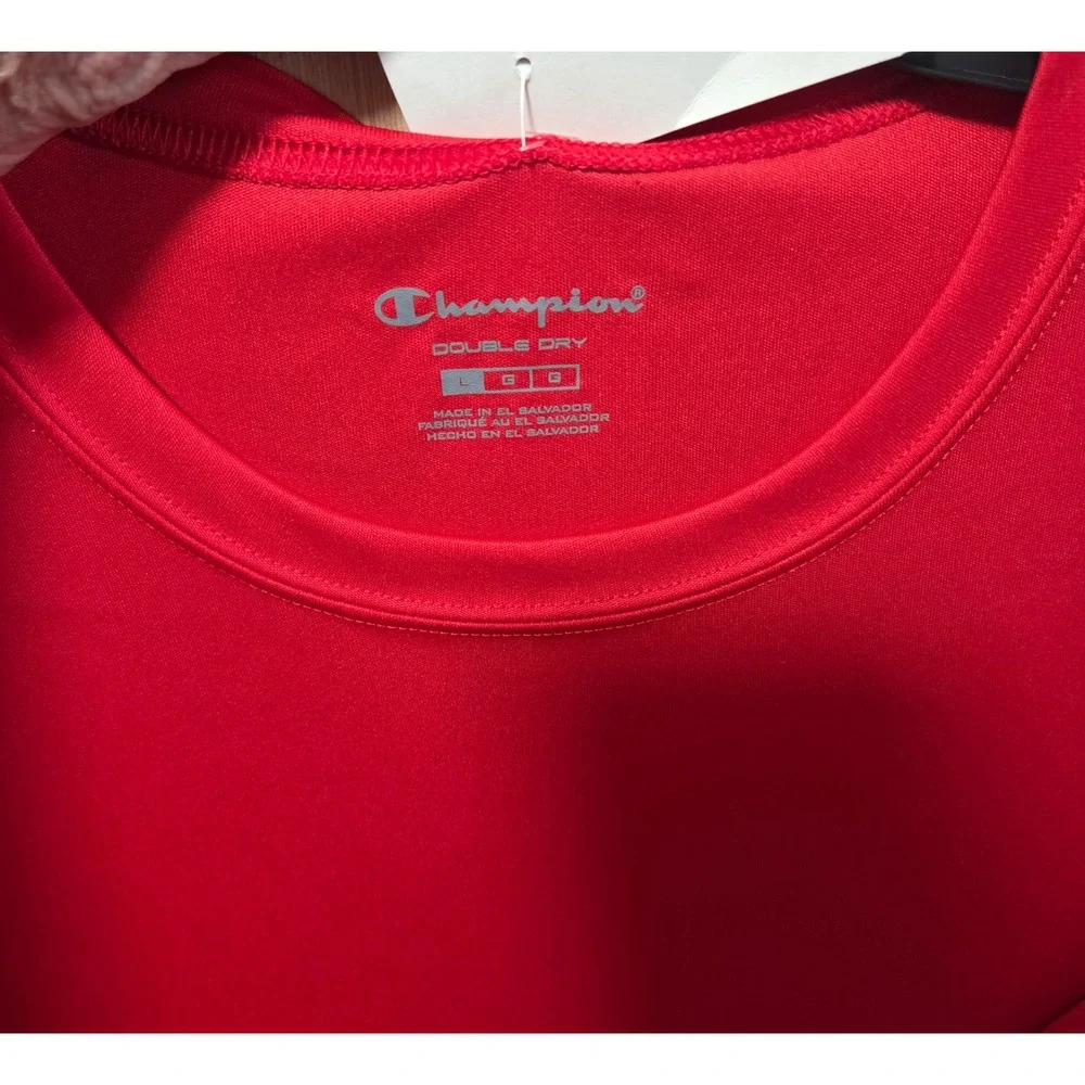 Champion Size L Mens Performance T Shirt Athletic Double Dry Activewear‎ Red