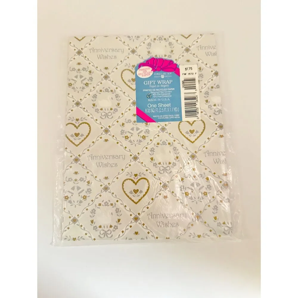 3 Vintage American Greetings Forget Me Not Gift Wrap Paper Sheets Sealed