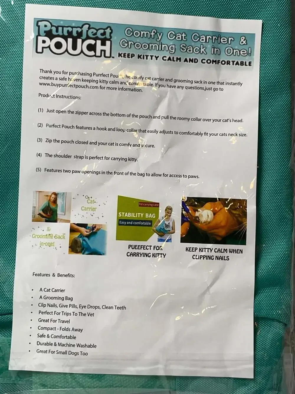 Purrfect Pouch folds machine it