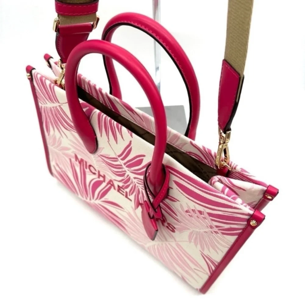 Michael Kors Medium Mirella Tote Bag Electric Pink Multi Leather