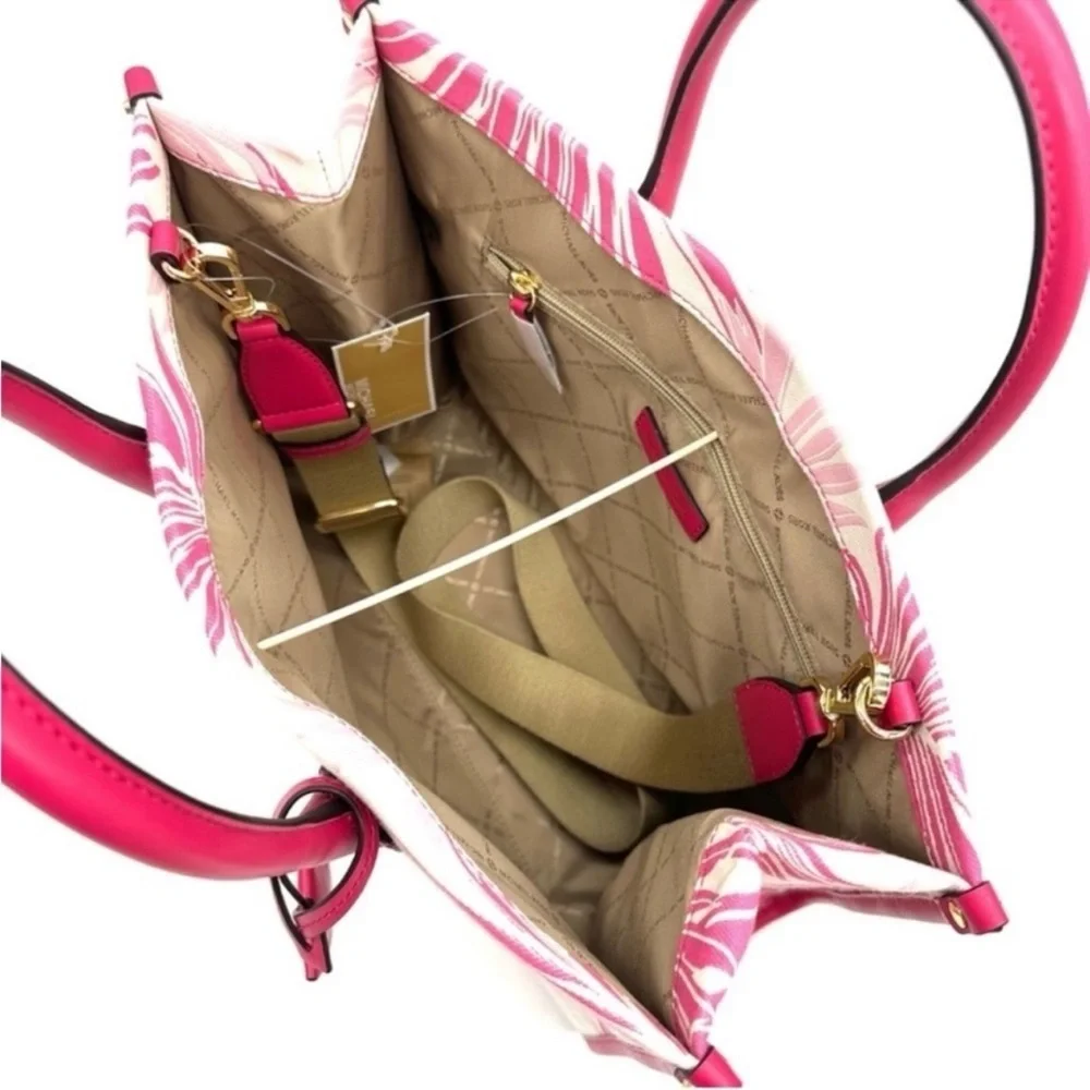 Michael Kors Medium Mirella Tote Bag Electric Pink Multi Leather