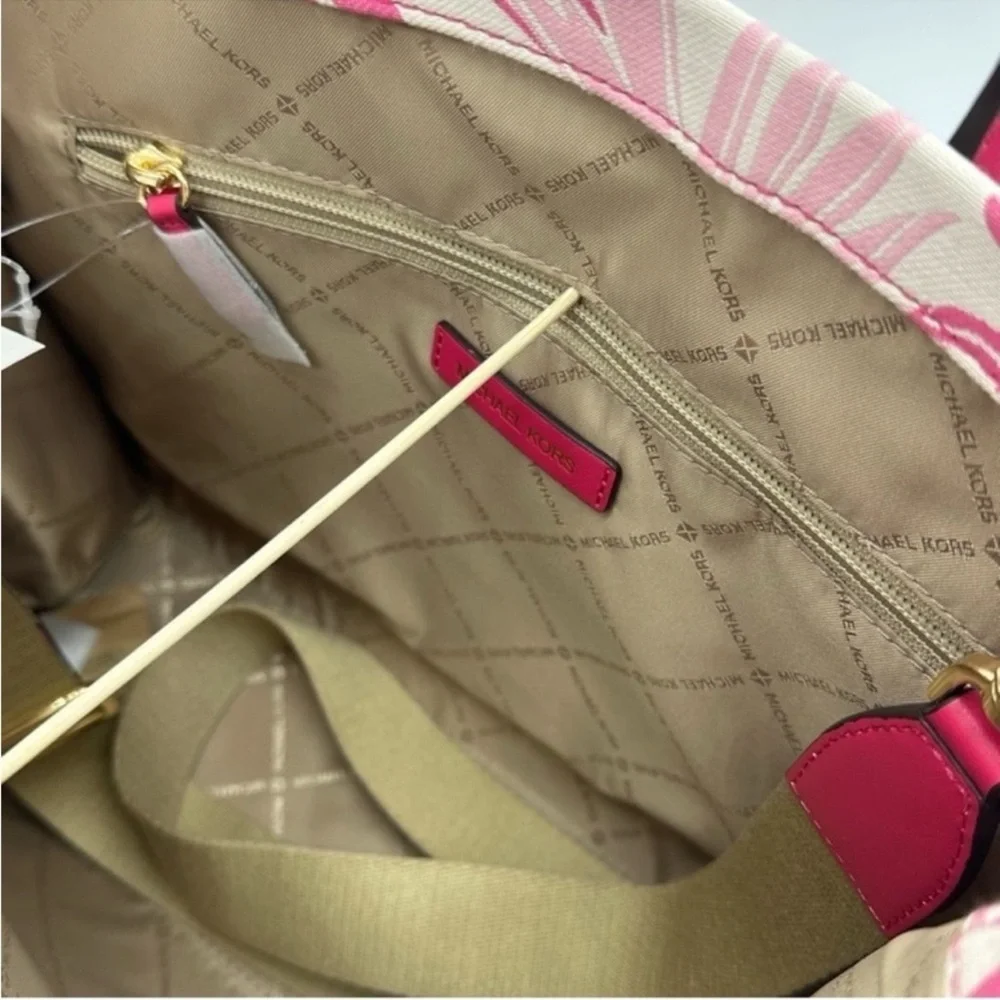 Michael Kors Medium Mirella Tote Bag Electric Pink Multi Leather