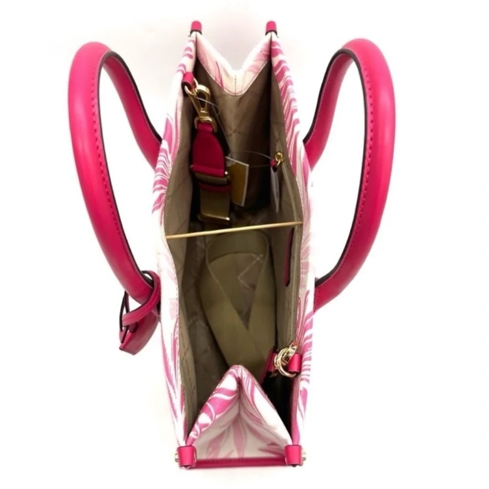 Michael Kors Medium Mirella Tote Bag Electric Pink Multi Leather