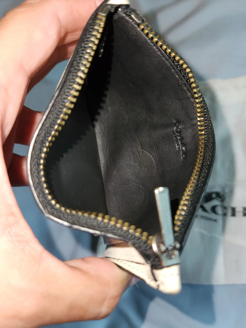 Coach leather zip