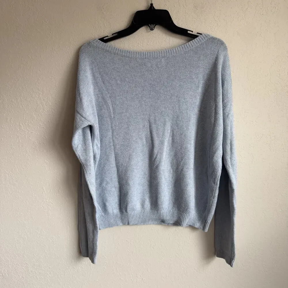 Abercrombie & Fitch Light Blue Off the Shoulder Sweater Womens M Casual