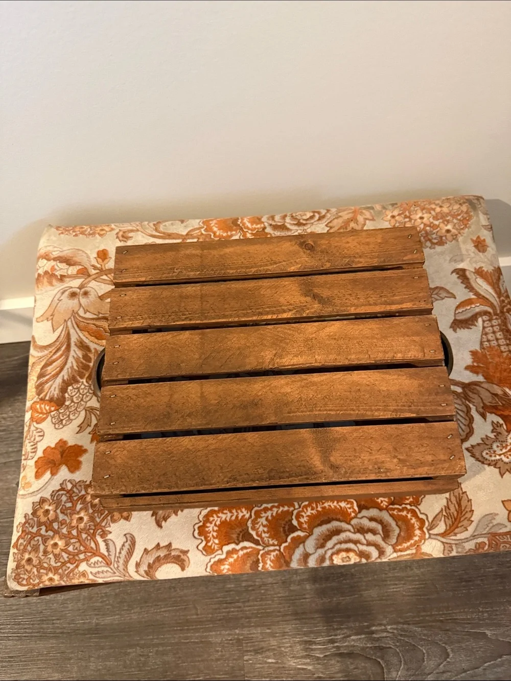 Rustic Farmhouse Wood Serving Tray w/ Metal Handles Coffee Table Decor