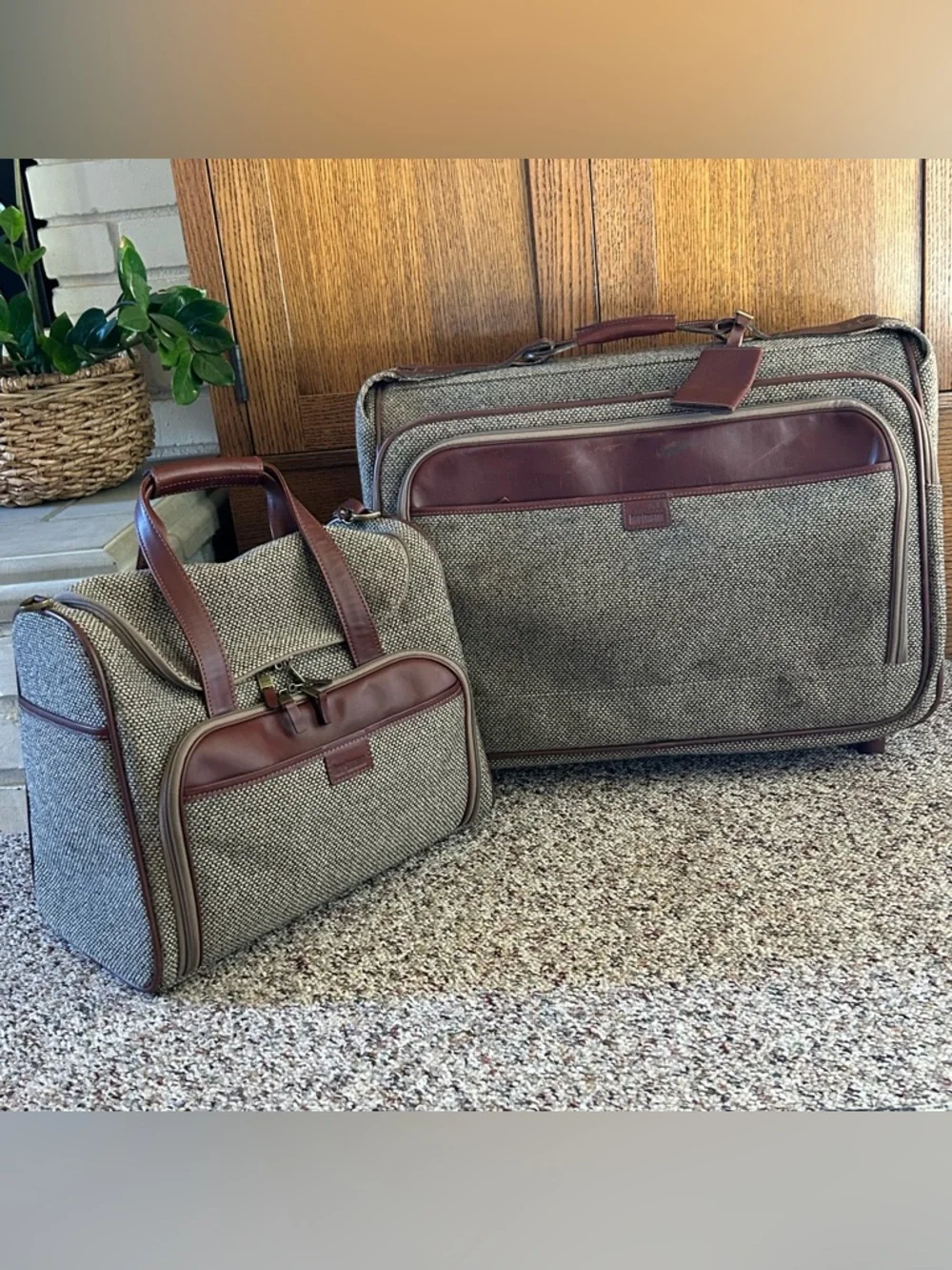 Vintage Hartmann Tweed & Leather Carry On Duffle Toiletries Case Luggage Bag 15