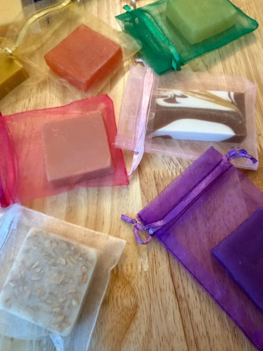 Scented Bar Soap in Organza Silk Pouch Plant-Based Nourishing Moisturizing