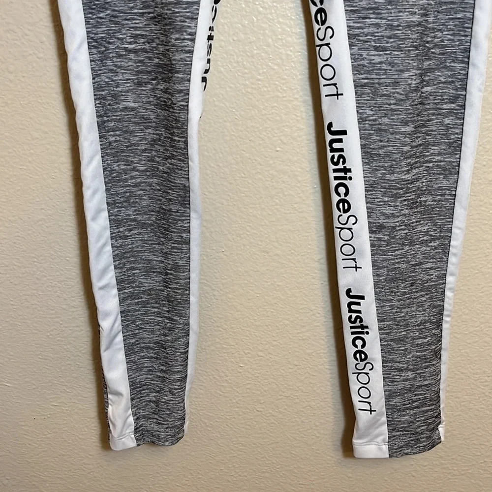 JUSTICE Sport Active Gray White Leggings