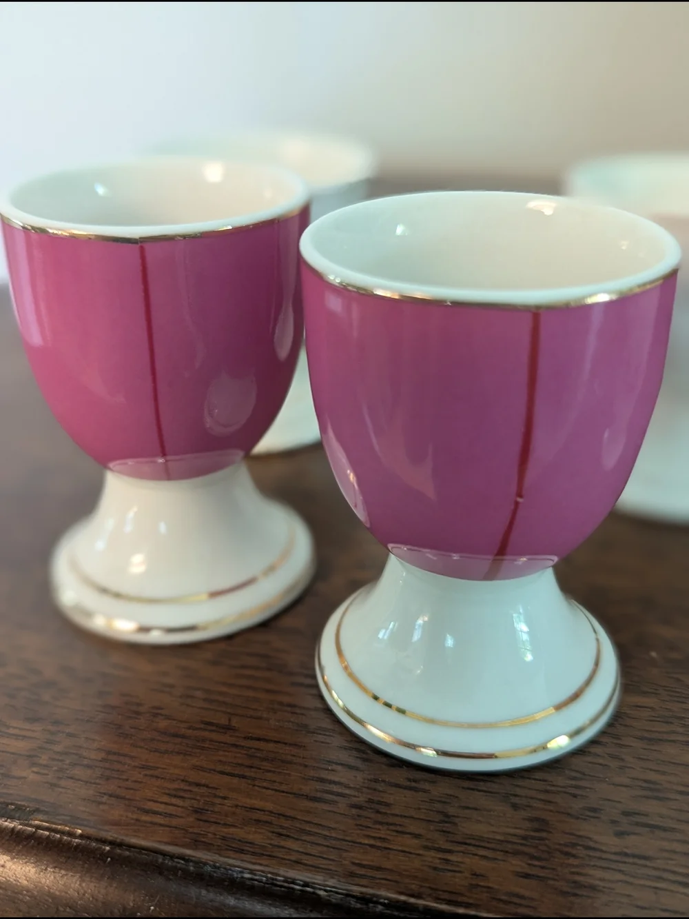 Egg Cups Aynsley Grotto Rose Fine Bone China & Vintage Curated Set of 5