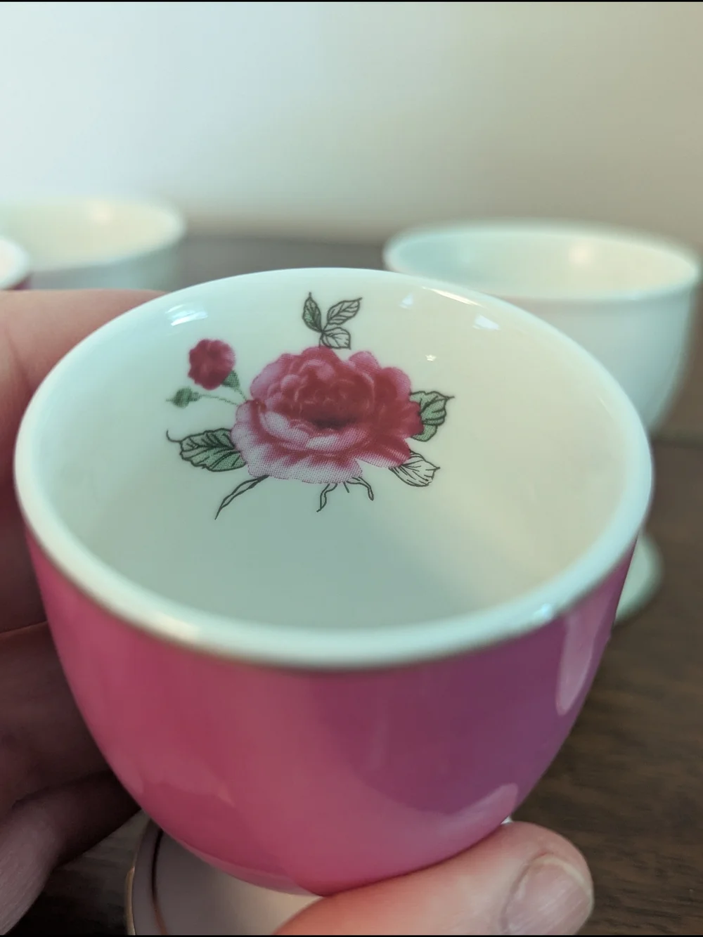 Egg Cups Aynsley Grotto Rose Fine Bone China & Vintage Curated Set of 5