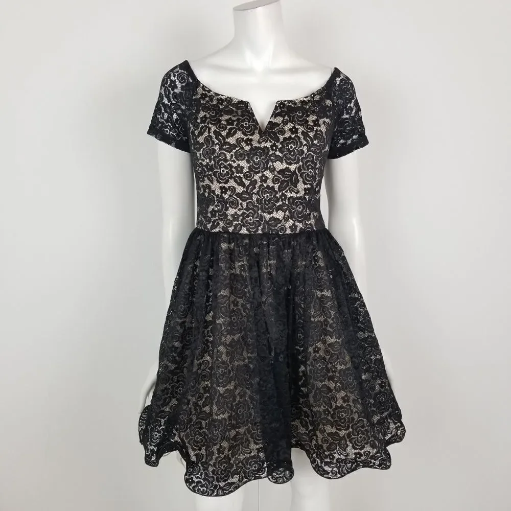 Chi Chi London Floral Lace Fit & Flare Dress Sz 10