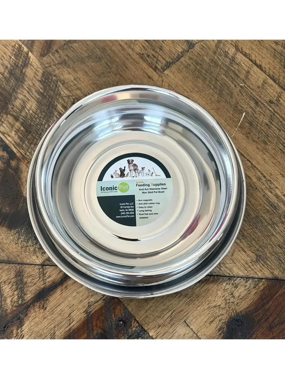 Iconic Pet Stainless Steel Non-Skid Pet Bowl for Dog/Cat 8 oz