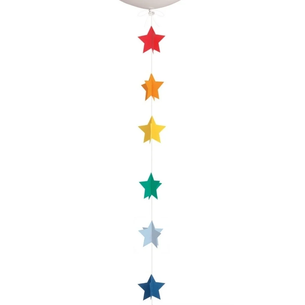 Unique Party Paper Star Rainbow Balloon Tail 6 Ft