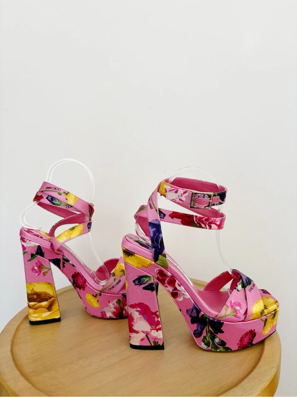 New Jimmy Choo Floral Gaia 140 Platform Heels