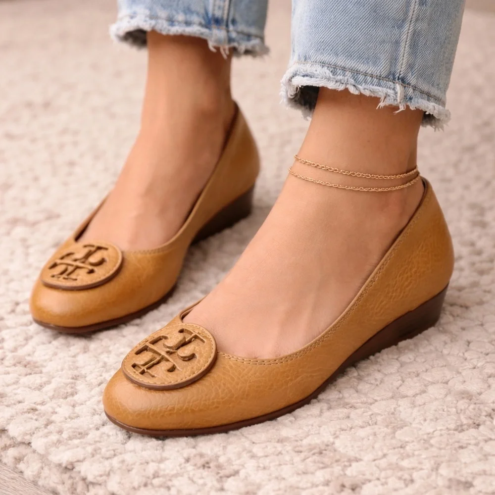 Tory Burch Sally Wedge Shoes Tan