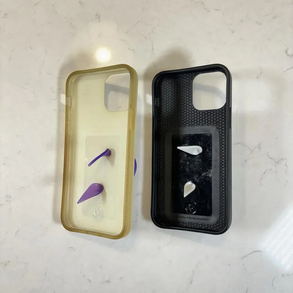 Pair Of Two Loopy iPhone 12 Cases - iridescent and checker print