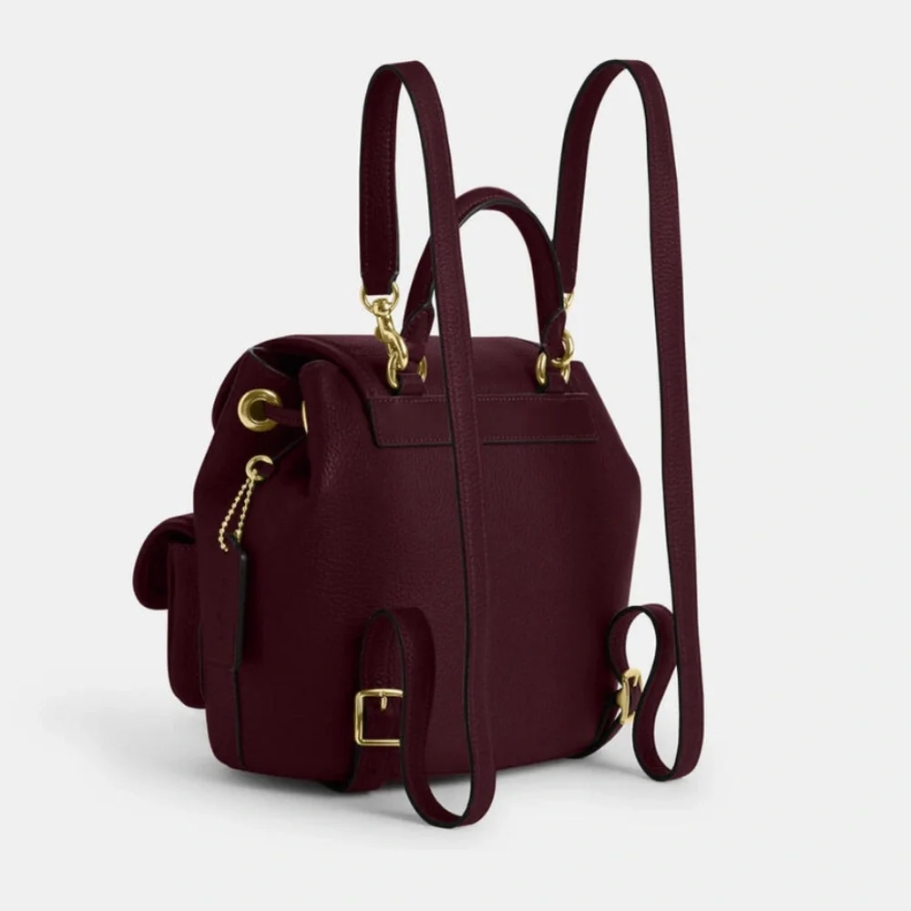 ♥️Coach NWT‎ Dark Wine Hadley Backpack with Turn Lock Closure & Gold Hardware