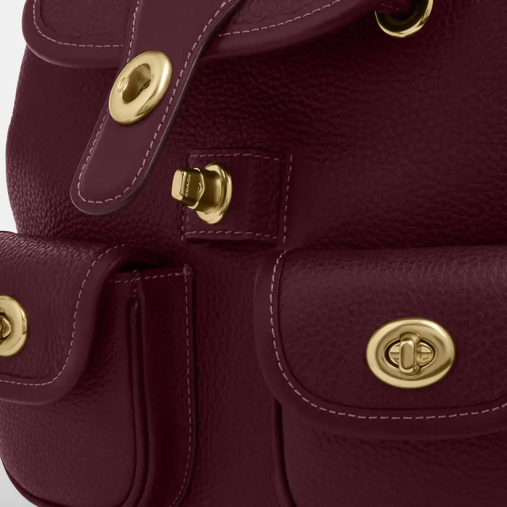 ♥️Coach NWT‎ Dark Wine Hadley Backpack with Turn Lock Closure & Gold Hardware